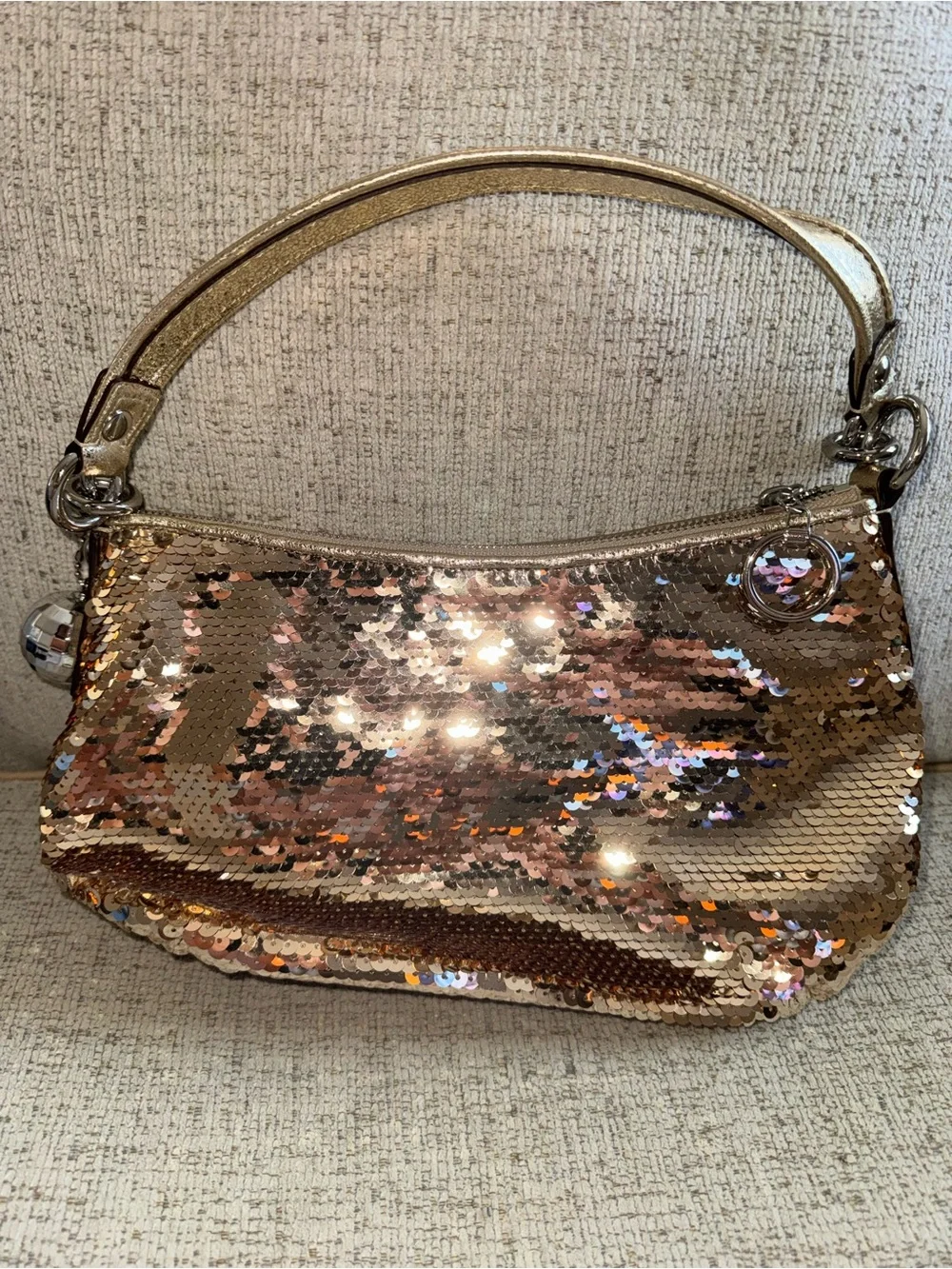 COACH Y2K Gold Sequin Shoulder Bag